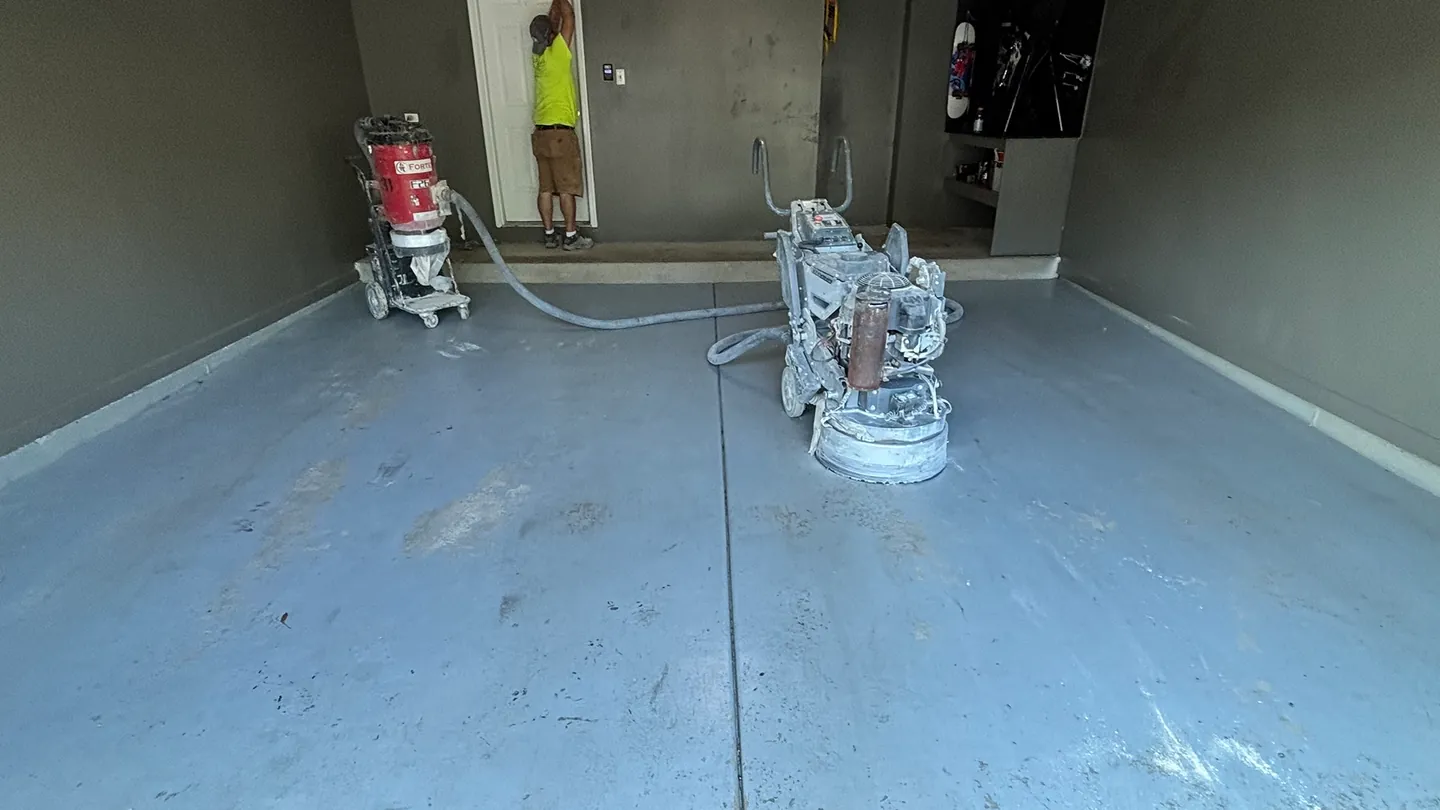 Concrete garage floor before coating
