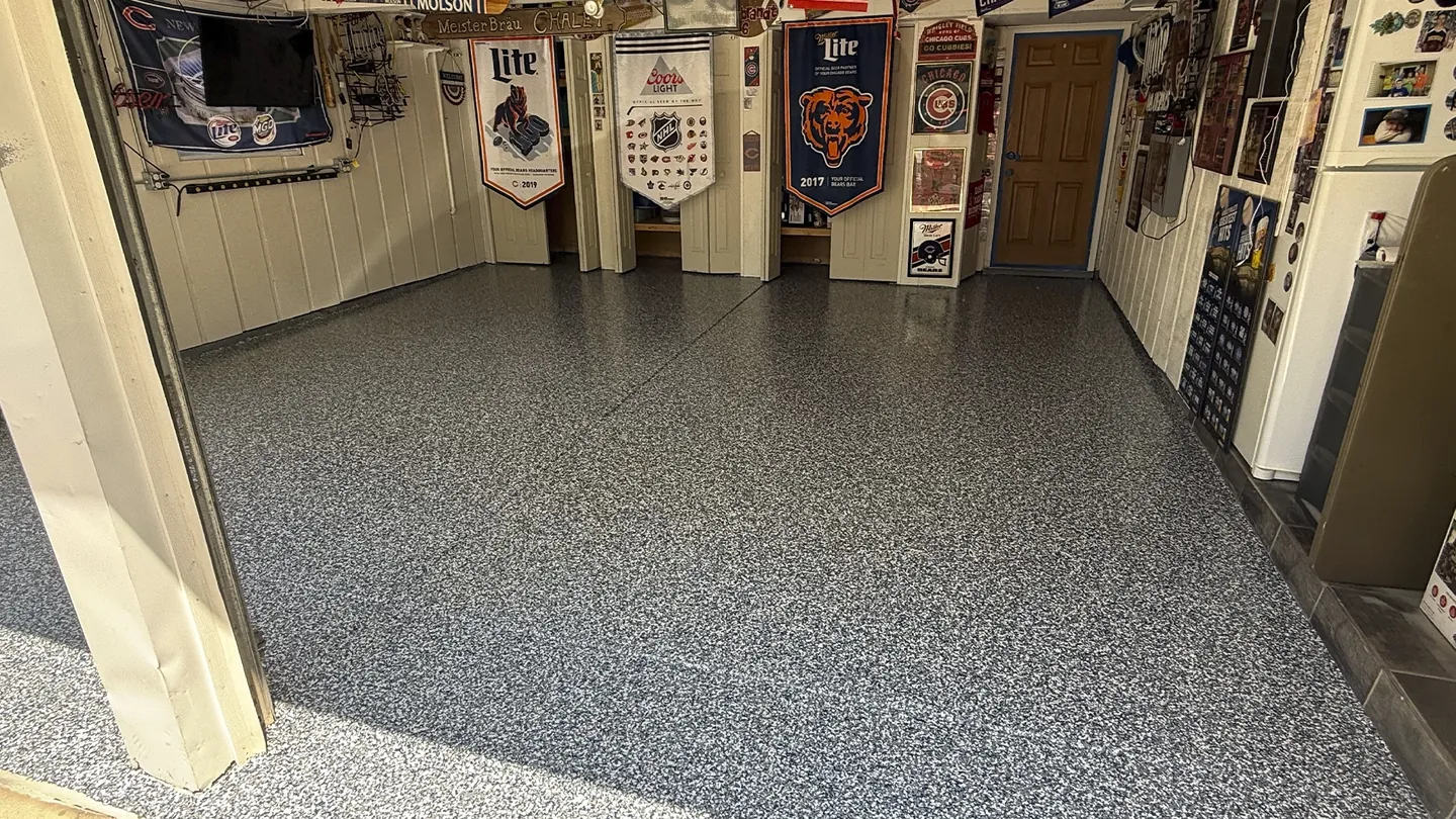 Coated garage floor
